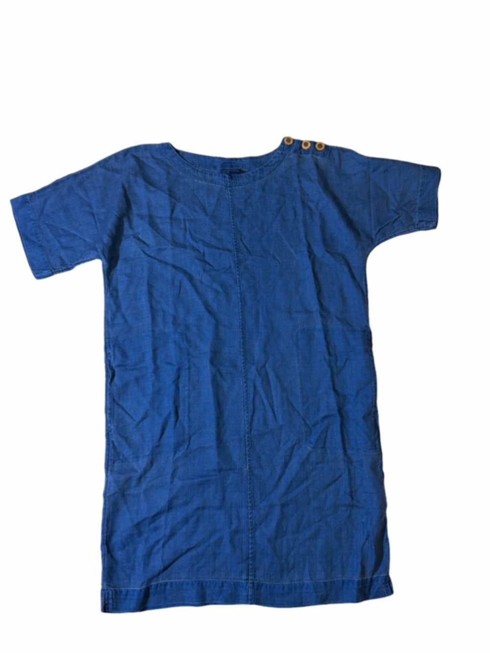 Pure Jill Indigo Cobalt Blue Textured Tencel Blend Shift Dress With Pockets XS